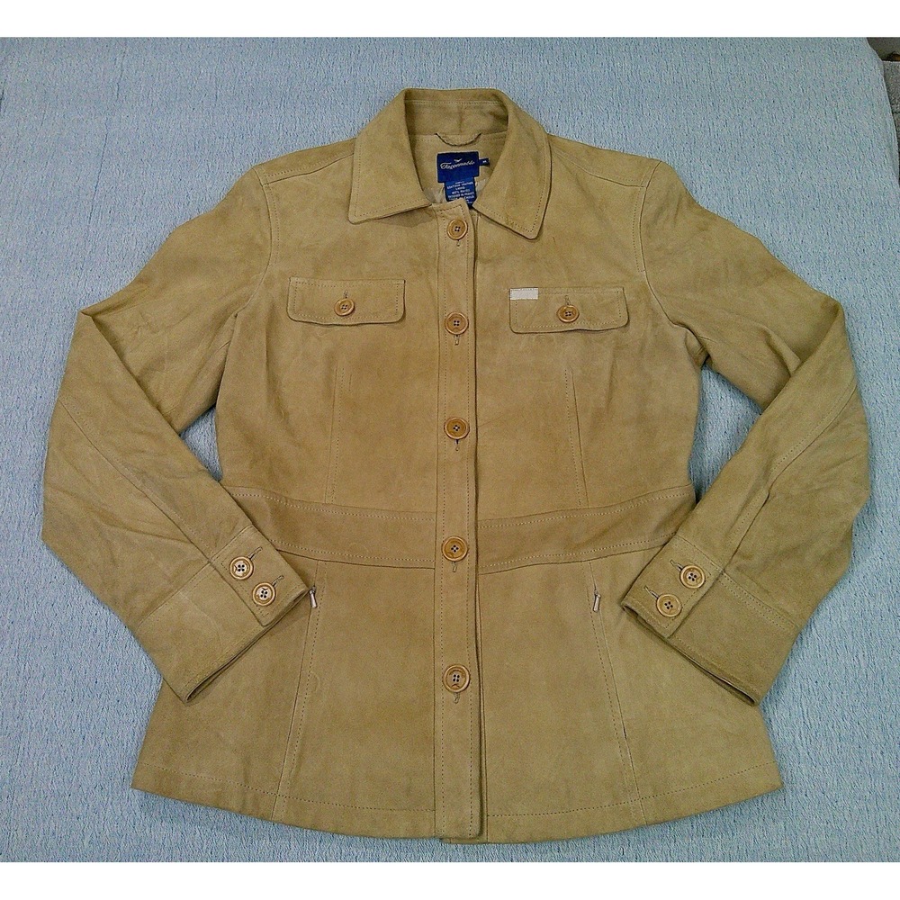 Faconnable Goatskin Jacket Medium‎ Women's Long Sleeve Button Down